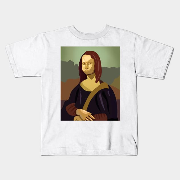 Minimalist Cutout Mona Lisa Kids T-Shirt by Quirkball